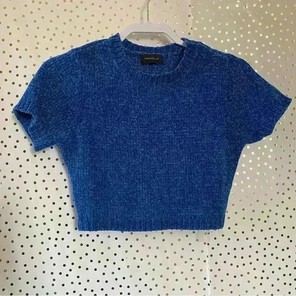 Revolve MAJORELLE Denitza Chenille Crop Top Blue - Picture 2 of 5